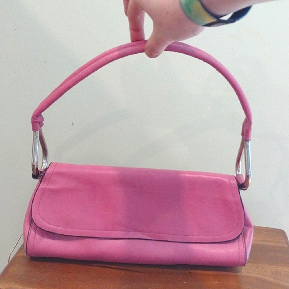 Pink leather clutch/ small purse